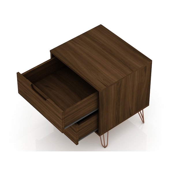 Manhattan Comfort Rockefeller Nightstand 2.0 in Brown (Set of 2) - 2-102GMC5