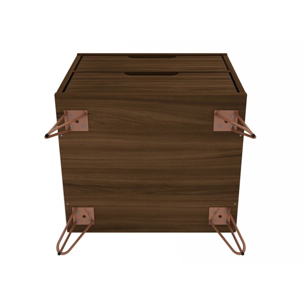 Manhattan Comfort Rockefeller Nightstand 2.0 in Brown (Set of 2) - 2-102GMC5