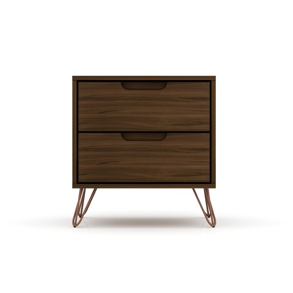 Manhattan Comfort Rockefeller Nightstand 2.0 in Brown (Set of 2) - 2-102GMC5