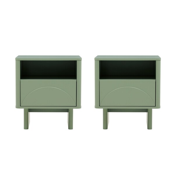 Manhattan Comfort Ella Nightstand in Sage Green- Set of 2 - 2-NS005-GR