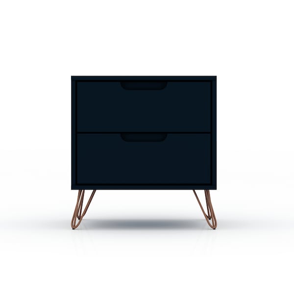 Manhattan Comfort Rockefeller 2.0 Nightstand, Tatiana Midnight Blue - 102GMC4
