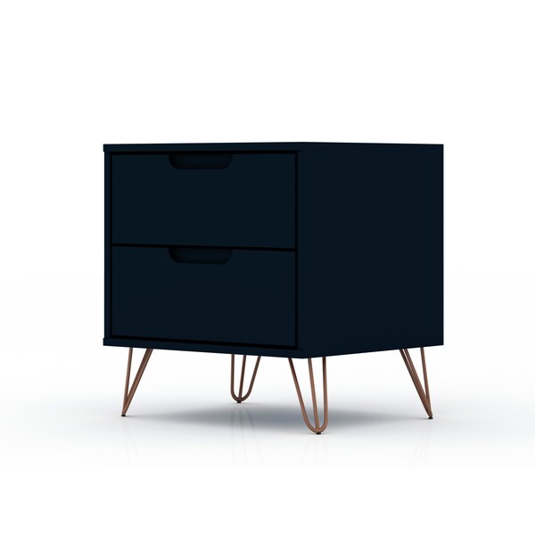 Manhattan Comfort Rockefeller 2.0 Nightstand, Tatiana Midnight Blue - 102GMC4