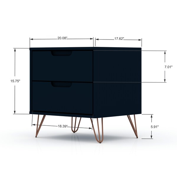 Manhattan Comfort Rockefeller 2.0 Nightstand, Tatiana Midnight Blue - 102GMC4