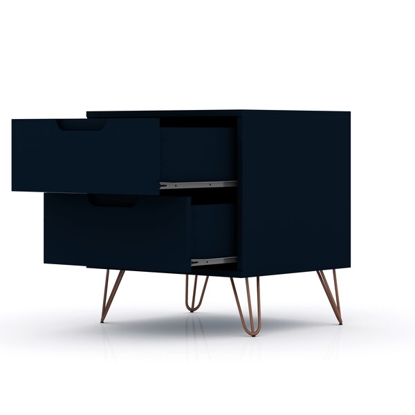 Manhattan Comfort Rockefeller 2.0 Nightstand, Tatiana Midnight Blue - 102GMC4