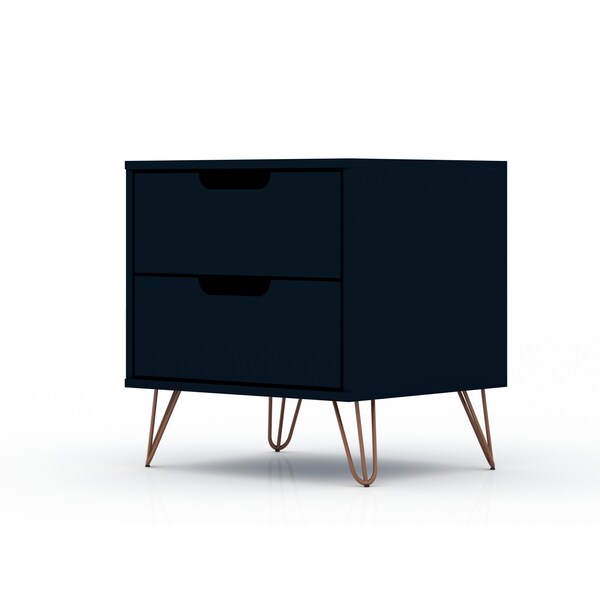 Manhattan Comfort Rockefeller 2.0 Nightstand, Tatiana Midnight Blue - 102GMC4
