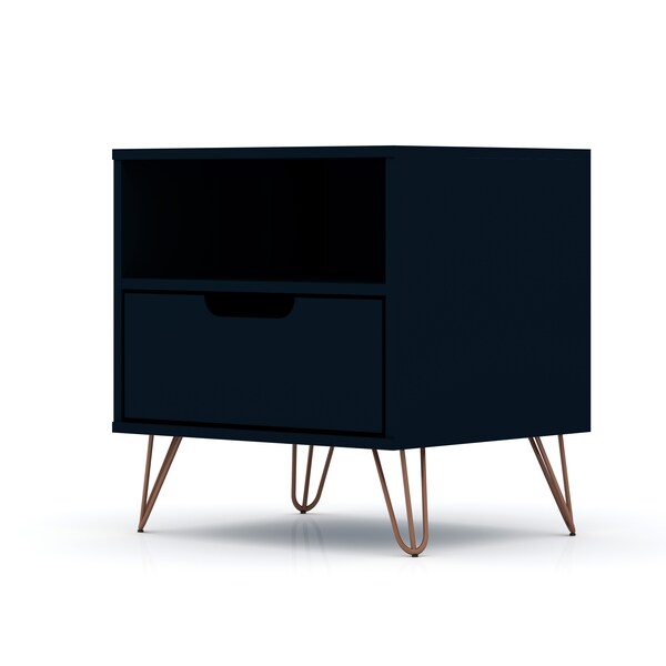 Manhattan Comfort Rockefeller 1.0 Nightstand, Tatiana Midnight Blue - 101GMC4