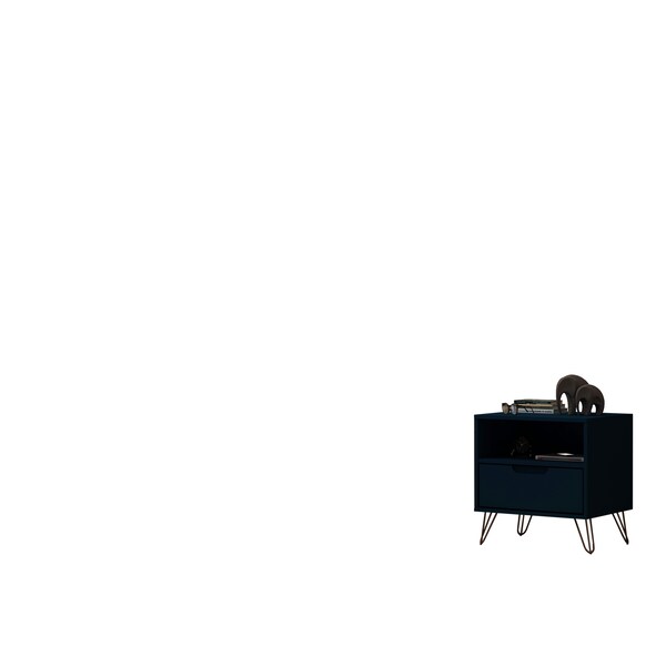 Manhattan Comfort Rockefeller 1.0 Nightstand, Tatiana Midnight Blue - 101GMC4