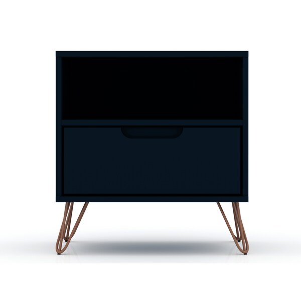 Manhattan Comfort Rockefeller 1.0 Nightstand, Tatiana Midnight Blue - 101GMC4