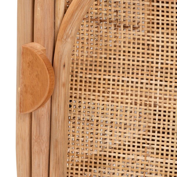 Bali & Pari Keita Bohemian Natural Rattan and Mahogany Wood Nightstand - 244-13671-ZORO