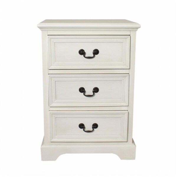 Ecworld Enterprises Urban Designs 3-Drawer Solid Wood Night Stand - Antiqued White - 7721269