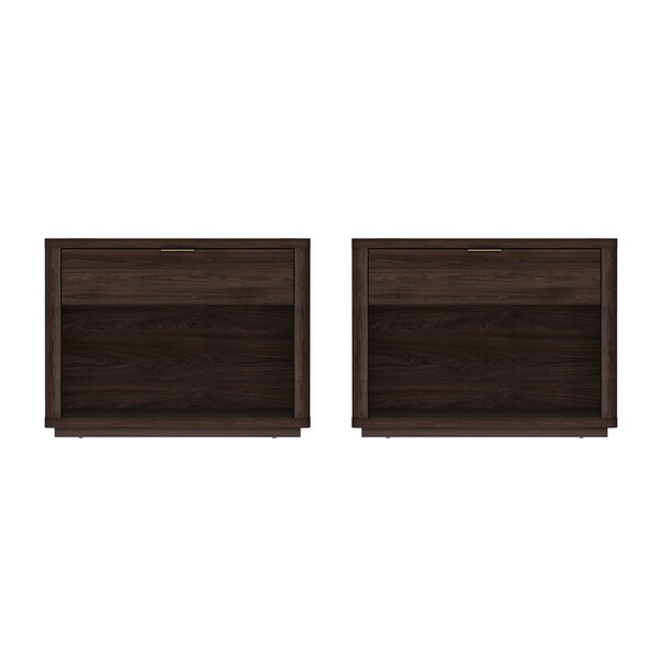 Manhattan Comfort Evelyn 32in Nightstand 2.0 in Brown - Set of 2 - 2-NS012-BR
