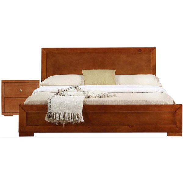 Gfancy Fixtures Moma Wood Platform Full Bed with Nightstand, Cherry - GF3676841