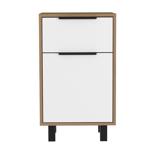 Tuhome Kaia Z Nightstand, One Drawer, One Cabinet, Four Legs, Superior Top, Pine/White - MMB7907