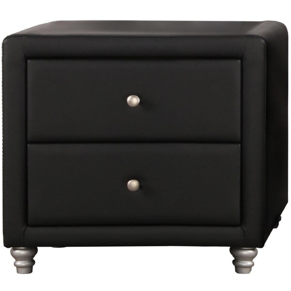 Homeroots 20 x 20.9 x 19.3 in. Black Upholstered 2 Drawer Nightstand - 396980