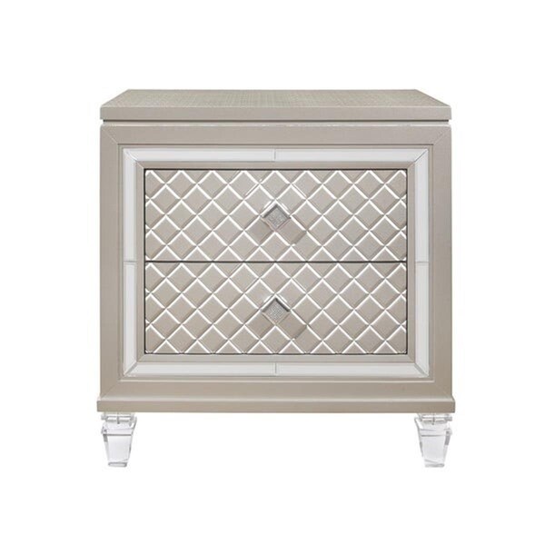 Global Furniture Usa PARIS-CHAMPAGNE-NS W- AL Champagne Paris Nightstand with Acrylic - PARIS-CHAMPAGNE-NS W/ AL