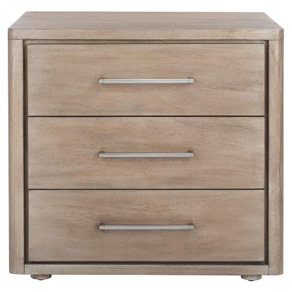 Safavieh Rosey 3 Drawer Wood Nightstand, Light Brown - SFV7701B