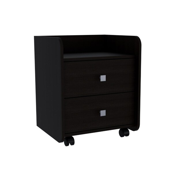 Tuhome Aura Nightstand, Metal Handle, Two Drawers, Superior Top, Black - MLW6462