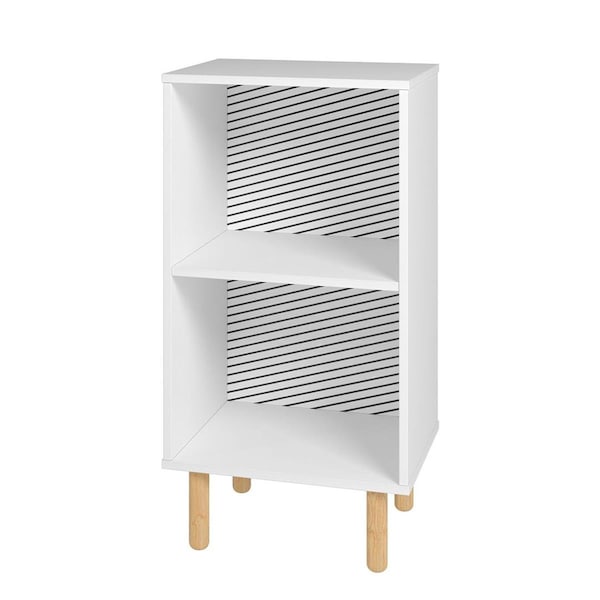 Designed To Furnish Essex Nightstand with 2 Shelves, White & Zebra - DE3068411
