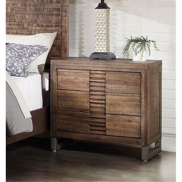 Homeroots 25 X 26 X 17 In. Tropical Woo Espresso Nightstand - 285546