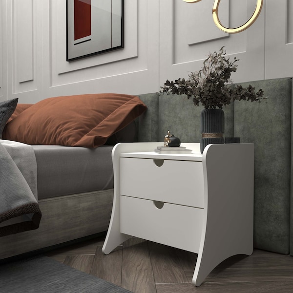 Manhattan Comfort Coney Nightstand in White - 181GMC1