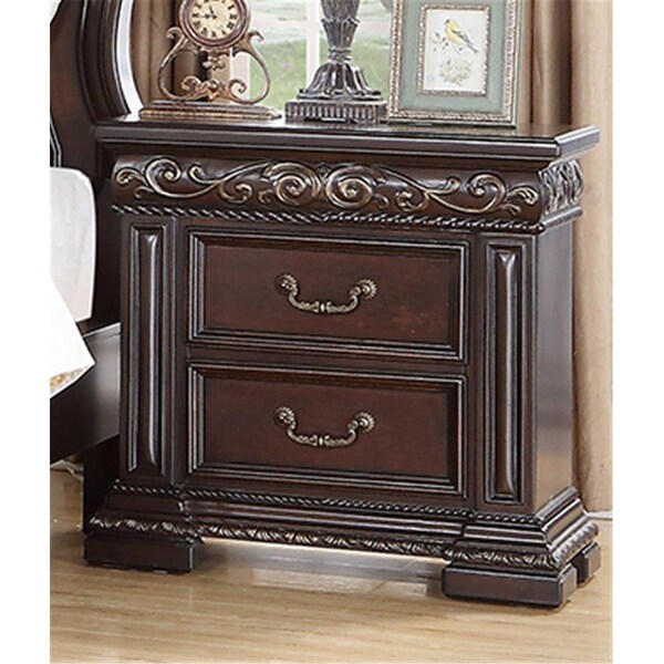 Best Master Furniture Africa 2 Drawer Nightstand, Dark Cherry - B1005 NIGHTSTAND