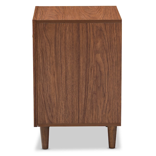 Baxton Studio Harlow Mid-century White and Walnut 1-drawer and 1-door Nightstand - 121-6783