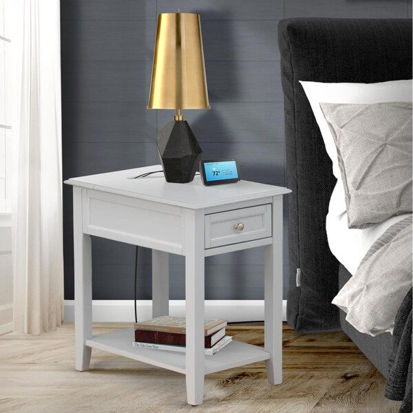 East West Furniture Denison Wood Night Stand for Bedroom with 1 Wooden Drawer - Urban Gray - DE-14-ET