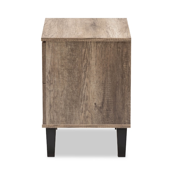 Baxton Studio Swanson Modern Light Brown Wood 2-Drawer Nightstand - 137-7562