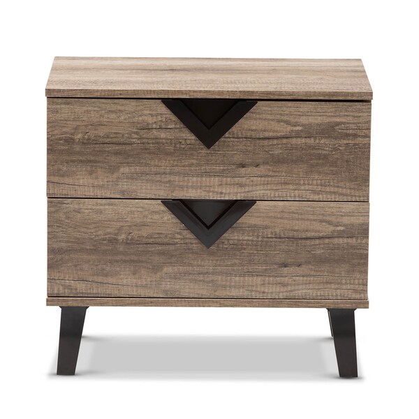Baxton Studio Swanson Modern Light Brown Wood 2-Drawer Nightstand - 137-7562