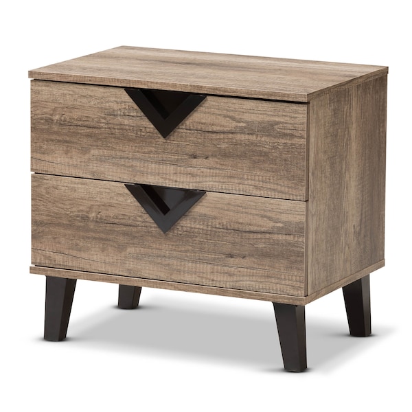 Baxton Studio Swanson Modern Light Brown Wood 2-Drawer Nightstand - 137-7562