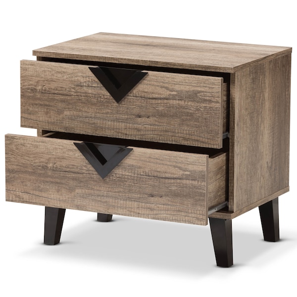 Baxton Studio Swanson Modern Light Brown Wood 2-Drawer Nightstand - 137-7562