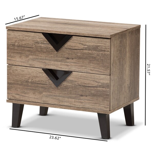 Baxton Studio Swanson Modern Light Brown Wood 2-Drawer Nightstand - 137-7562