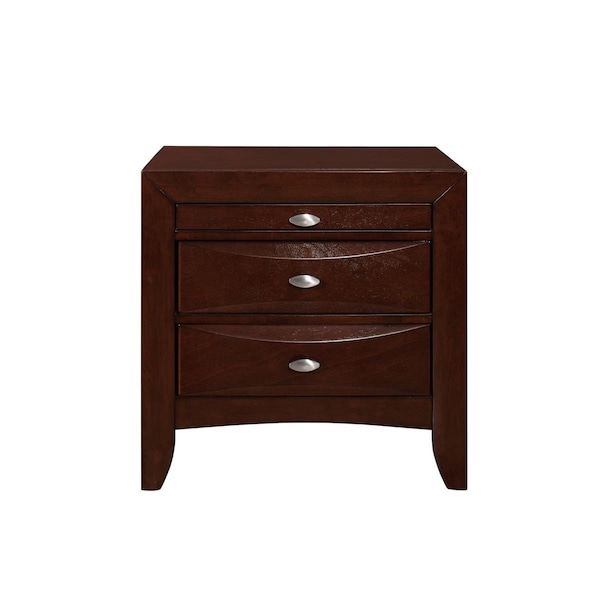 Homeroots New Merlot Nightstand with 2 Chambered Drawer - 384023