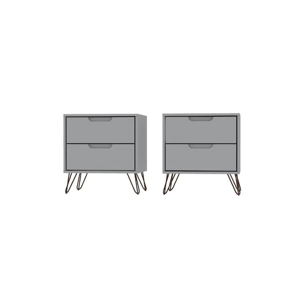 Designed To Furnish Rockefeller 2-Drawer White Nightstand, 21.65 x 20.08 x 17.62 in., 2PK - DE2616468