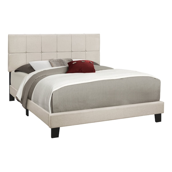 Monarch Specialties Bedroom Accent, Nightstand, End, Side, Lamp, Storage Drawer, Bedroom, Upholstered, Velvet, Grey - I 5607