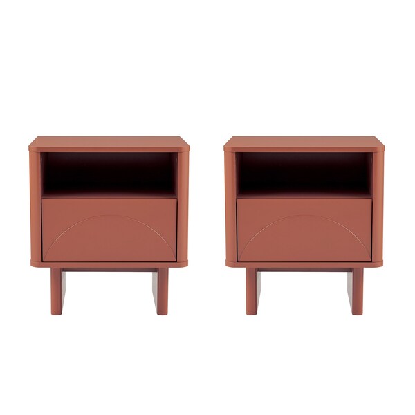 Manhattan Comfort Ella Nightstand in Terracotta- Set of 2 - 2-NS005-OR