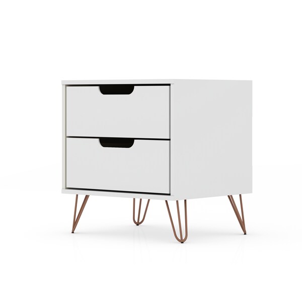 Manhattan Comfort Rockefeller 2.0 Nightstand, White - 102GMC1