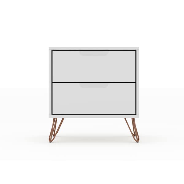 Manhattan Comfort Rockefeller 2.0 Nightstand, White - 102GMC1