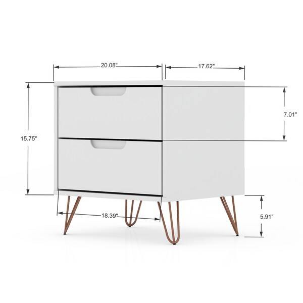 Manhattan Comfort Rockefeller 2.0 Nightstand, White - 102GMC1