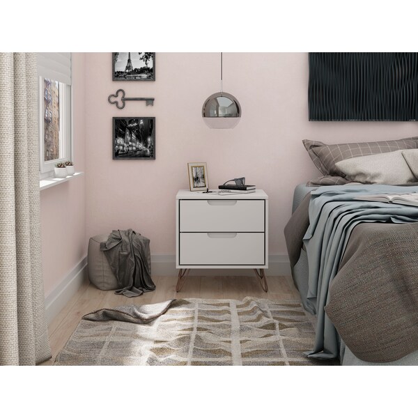 Manhattan Comfort Rockefeller 2.0 Nightstand, White - 102GMC1