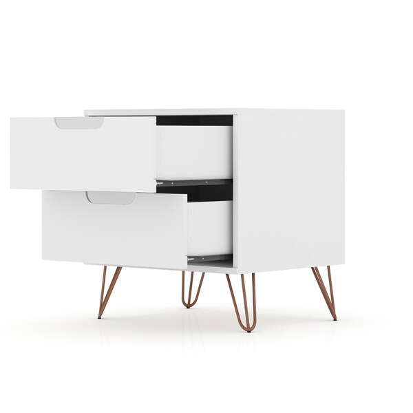Manhattan Comfort Rockefeller 2.0 Nightstand, White - 102GMC1