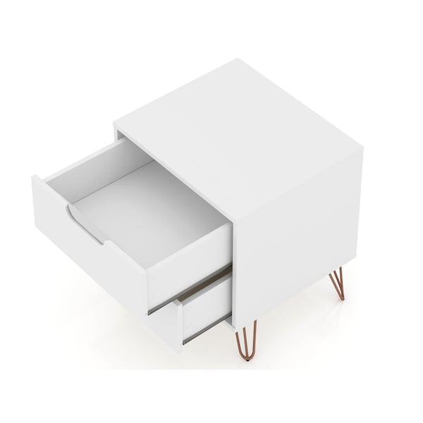 Manhattan Comfort Rockefeller 2.0 Nightstand, White - 102GMC1
