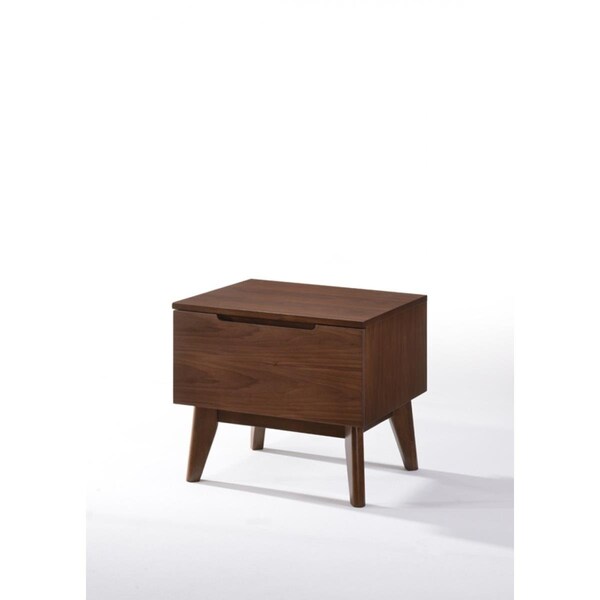 Homeroots Mid Century Modern Walnut Veneer Nightstand - 473014