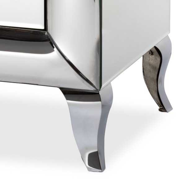 Baxton Studio Pauline Contemporary Glam and Luxe Mirrored 3-Drawer Nightstand - 177-11068-ZORO