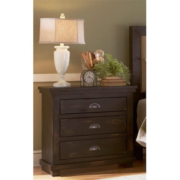 Progressive Furniture Progressive Furniture P612-43 Willow Casual Style Night Stand; Distressed Black - P612-43