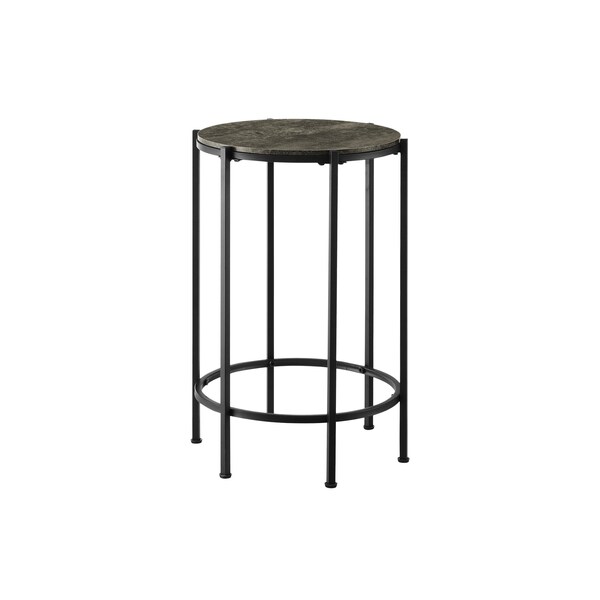Monarch Specialties Accent Table, Round, Nightstand, Dark Bronze Laminate, Black Metal, Contemporary - I 3755