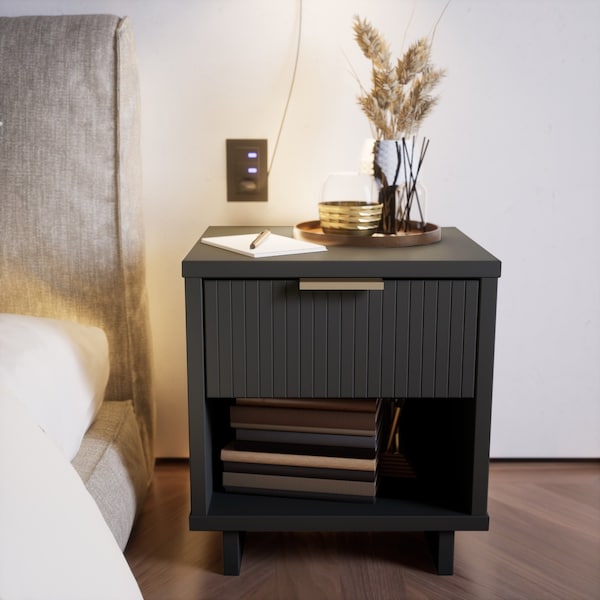 Manhattan Comfort Granville Nightstand 1.0 in Dark Grey - NS-5005