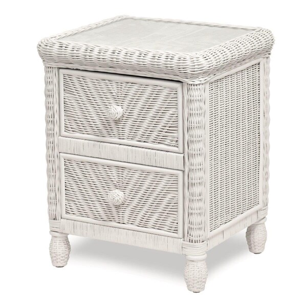 Sea Winds Coastal Furniture Santa Cruz 2 Drawer Nightstand w/ Glass Top - B57932-WHITE