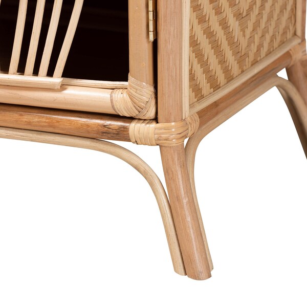 Baxton Studio Danna Modern Bohemian Natural Brown Rattan Nightstand - 231-13155-ZORO