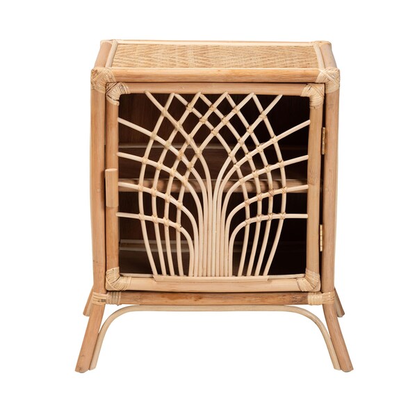 Baxton Studio Danna Modern Bohemian Natural Brown Rattan Nightstand - 231-13155-ZORO